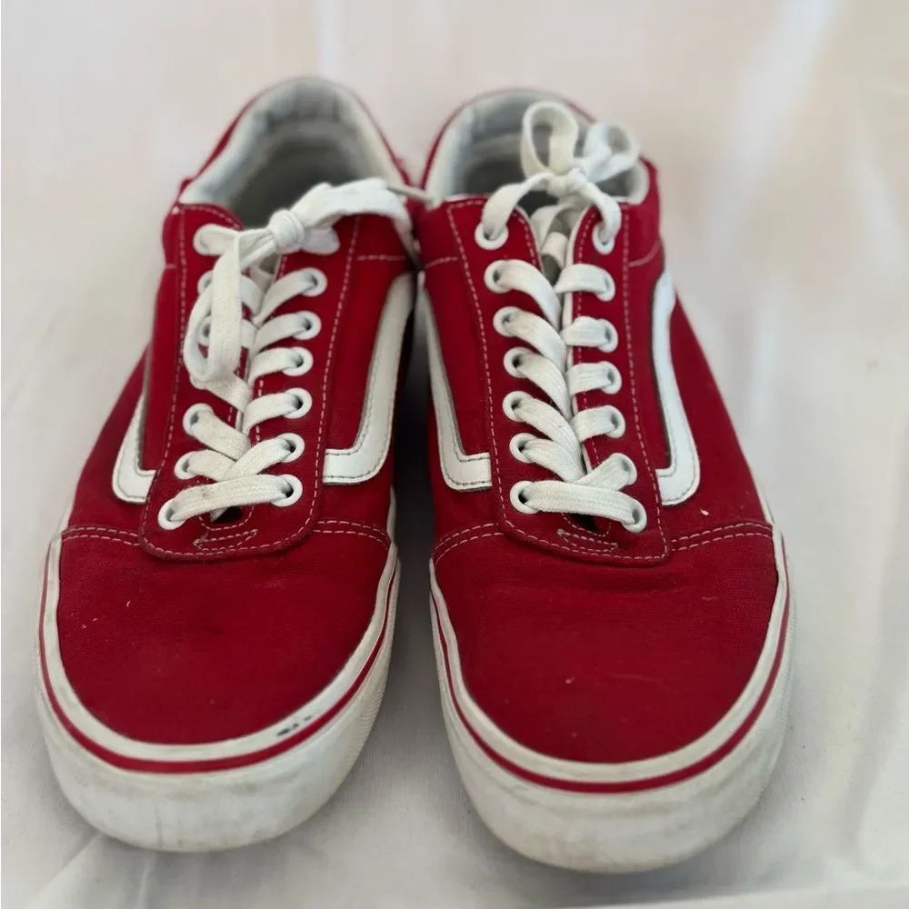 Vans Red White Men’s Size 9 Skate‎ Shoes Old Skool Canvas Low